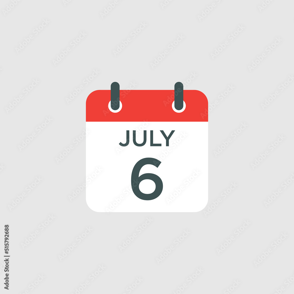 calendar - July 6 icon illustration isolated vector sign symbol calendar - July 6 icon illustration isolated vector sign symbol