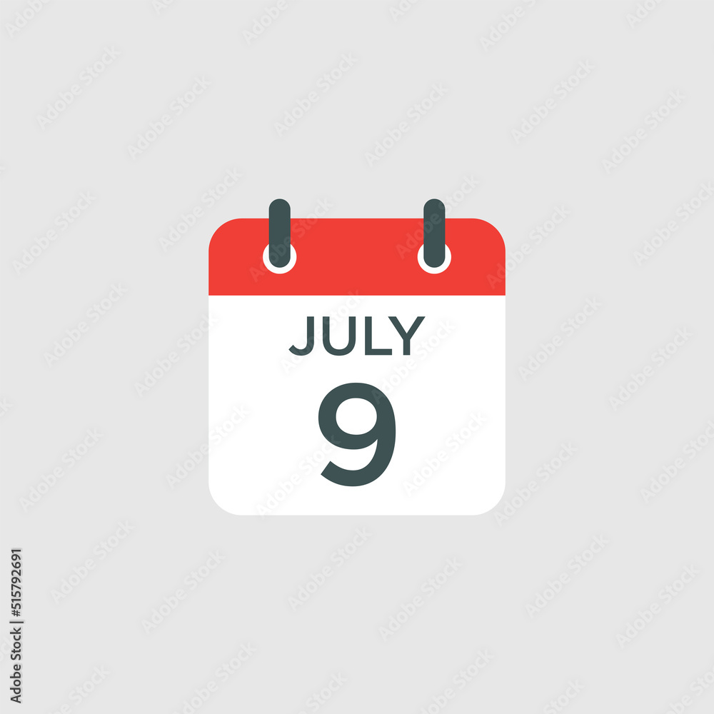 calendar - July 9 icon illustration isolated vector sign symbol calendar - July 9 icon illustration isolated vector sign symbol