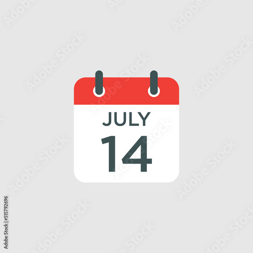 calendar - July 14 icon illustration isolated vector sign symbol