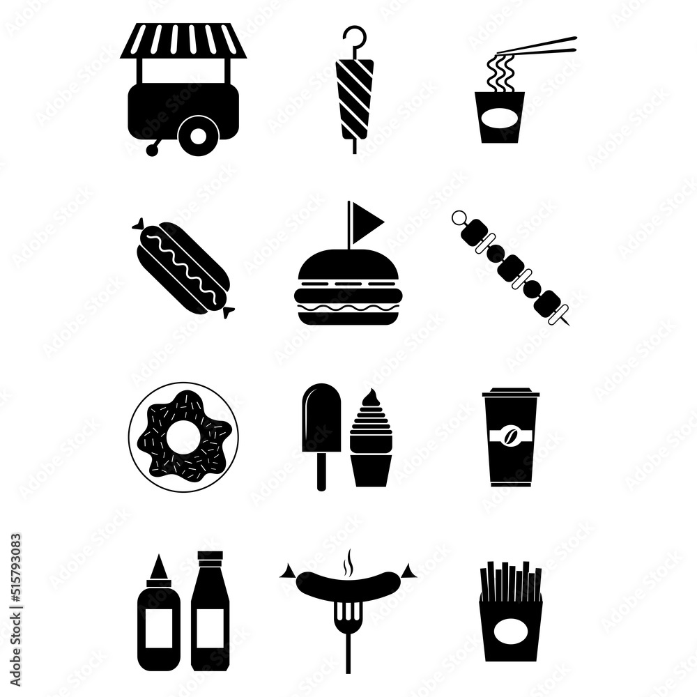 Street Food Icon Set Fast Food Sign Icon Food Truck Burger Hot Dog street-food-icon-set-fast-food-sign-icon-food-truck-burger-hot-dog