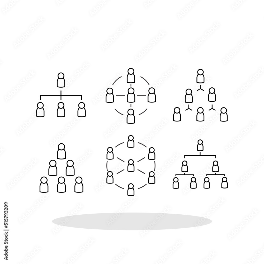 organization-chart-hierarchy-set-icon-in-trendy-flat-style