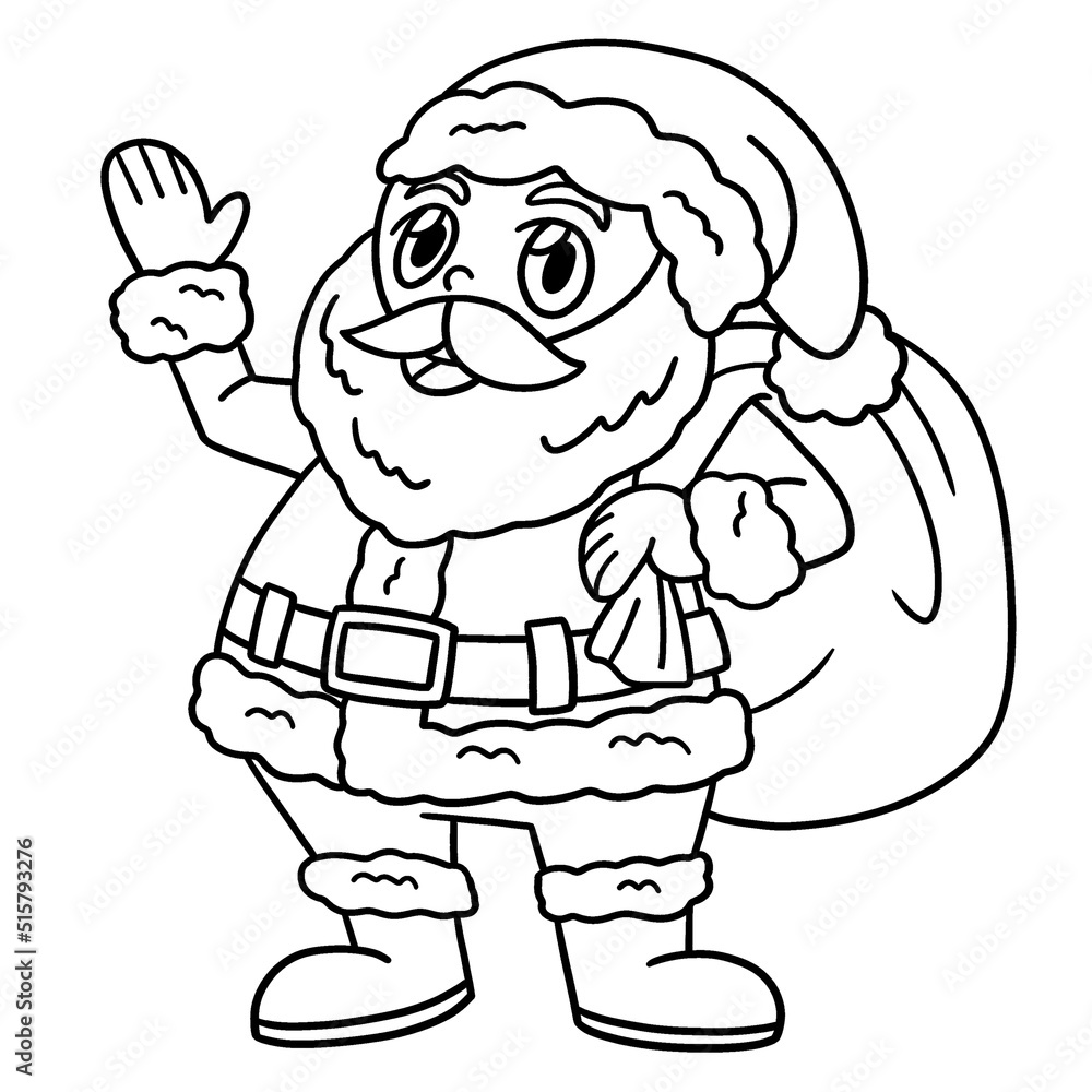 Christmas Santa Claus Isolated Coloring Page