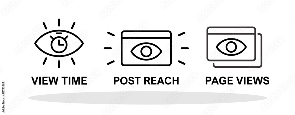 Social media statistics icon set in trendy flat style. Social media services symbol for your web site design, logo, app, UI Vector EPS 10.