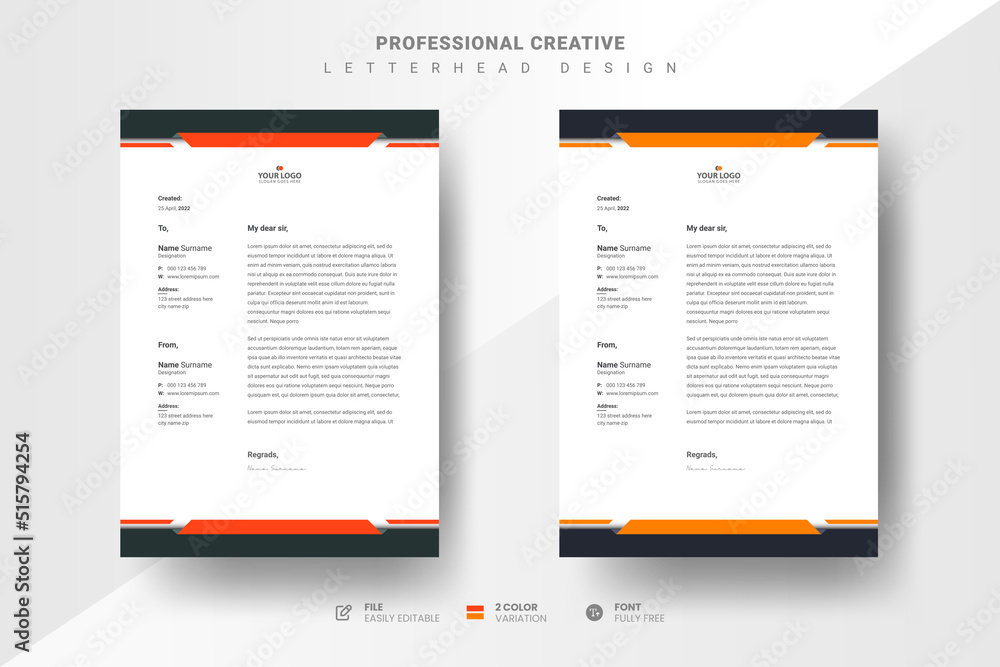 Professional creative letterhead design template Professional creative letterhead design template