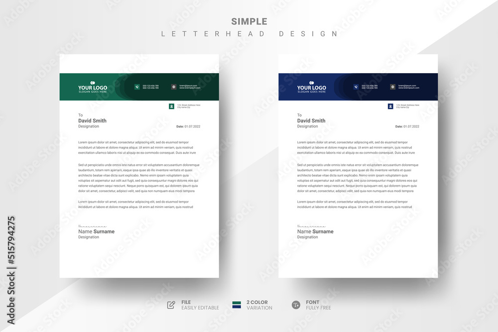 Simple letterhead design template Simple letterhead design template
