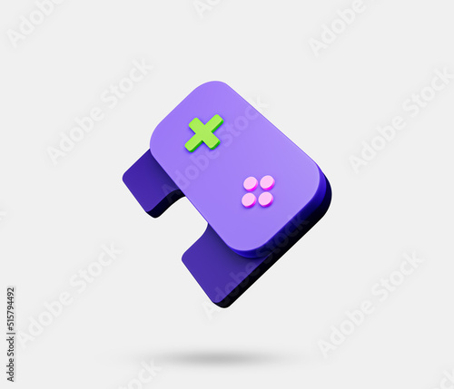 Joystick gamepad, game console or game controller. Computer gaming. Cartoon minimal style. 3d rendered illustration