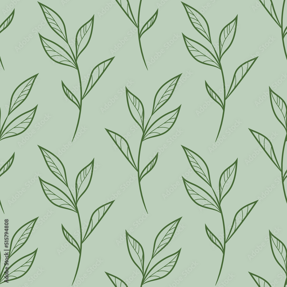 Natural leaf vector pattern with leaves, seamless background