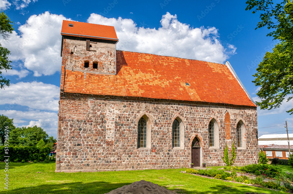 Catholic church St. Antoni of Padua in Buk, West Pomeranian voivodeship, Poland.The church was erected in the 13th century from a granite square in the Romanesque style.