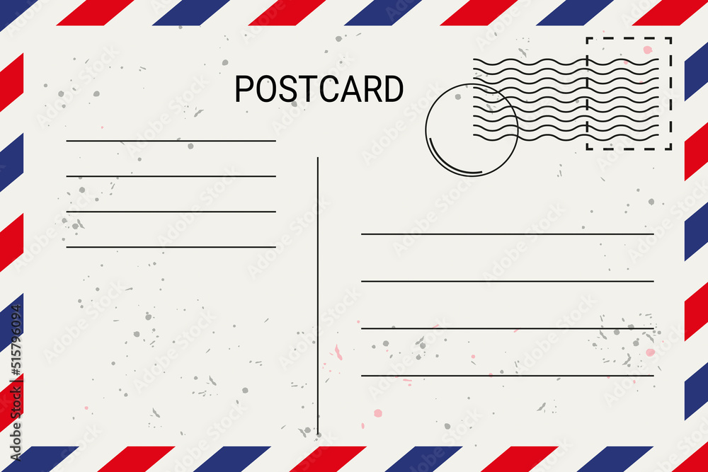 © FotoIdee - Airmail Postcard Template - Old Vintage Vector Illustration Isolated On White Background © FotoIdee - Airmail Postcard Template - Old Vintage Vector Illustration Isolated On White Background