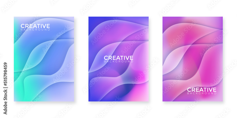 Dynamic wavy light and shadow texture background with blue and pink green summer gradient colours design