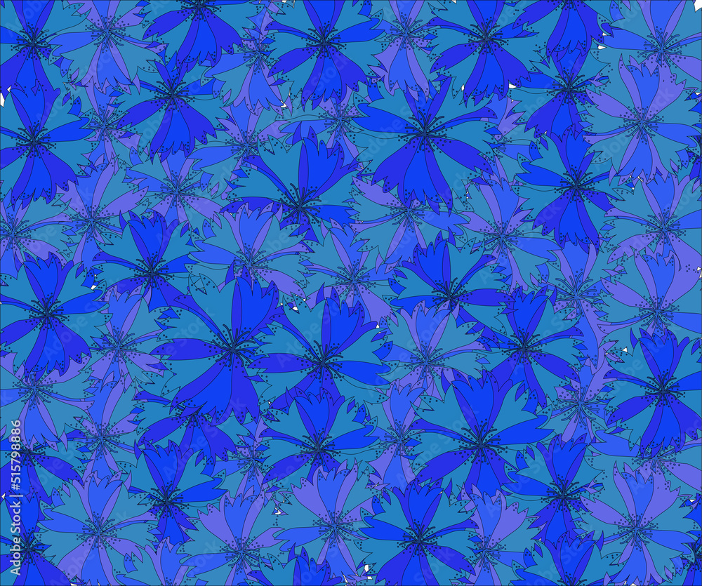 Fototapeta premium pattern of large blue cornflowers