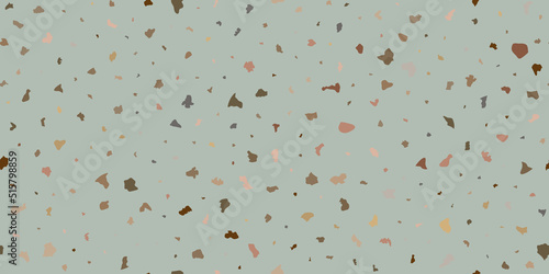 Grey terrazzo flooring seamless texture with pieces of granite, quartz, glass and stone. Marble floor pattern. Classic paving design. Abstract wall background. Retro venetian stone material