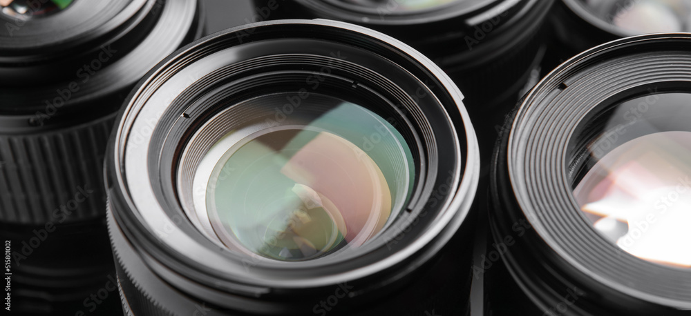 Different lenses for photo camera, closeup