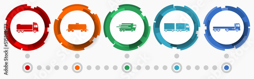 Transportation concept vector icon set, flat design web buttons, logistic infographic template
