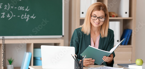 Beautiful female teacher at...