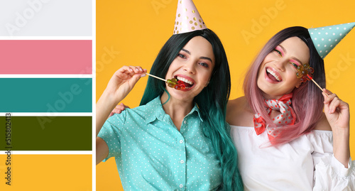 Beautiful young women in pa...