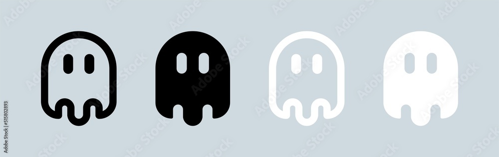 Ghost icon in black and white colors. Spooky spirit signs vector illustration. Ghost icon in black and white colors. Spooky spirit signs vector illustration.