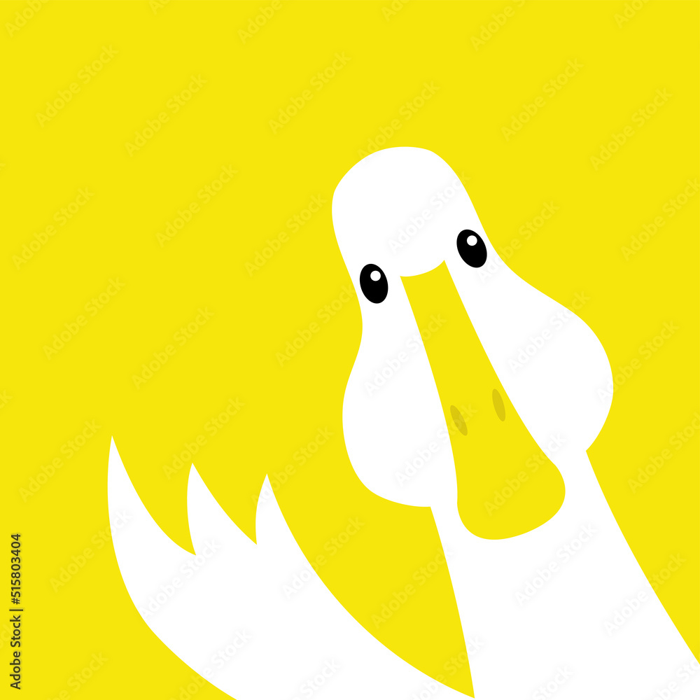 Goose Duck face head. Waving wing hand from the corner. Cute cartoon ...