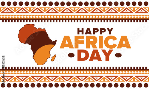 Africa Day. Happy African Freedom Day and Liberation Day. Celebrate annual on the African continent and around the world. African pattern. Poster, card, banner and background. Vector illustration