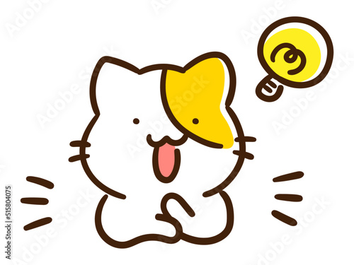 手をポンッとしてひらめくかわいいねこのデフォルメイラスト