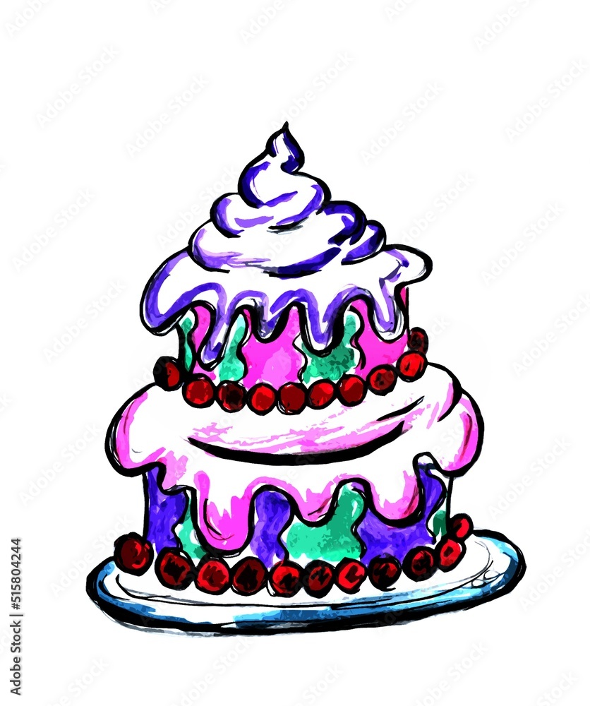 colorful beautiful cake on a white background colorful beautiful cake on a white background