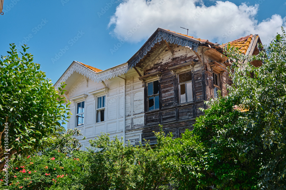 Low angle view of old house, ancient in the buyukada, Istanbul
