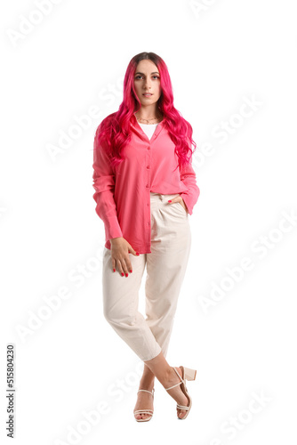 Beautiful woman with bright...