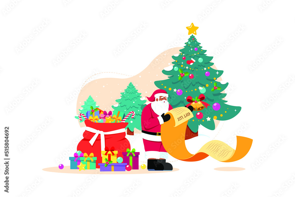 Merry Christmas flat illustration concept on white background Merry Christmas flat illustration concept on white background