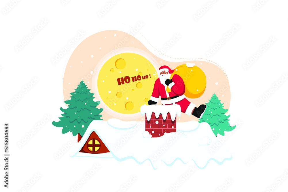 Fototapeta premium Merry Christmas flat illustration concept on white background