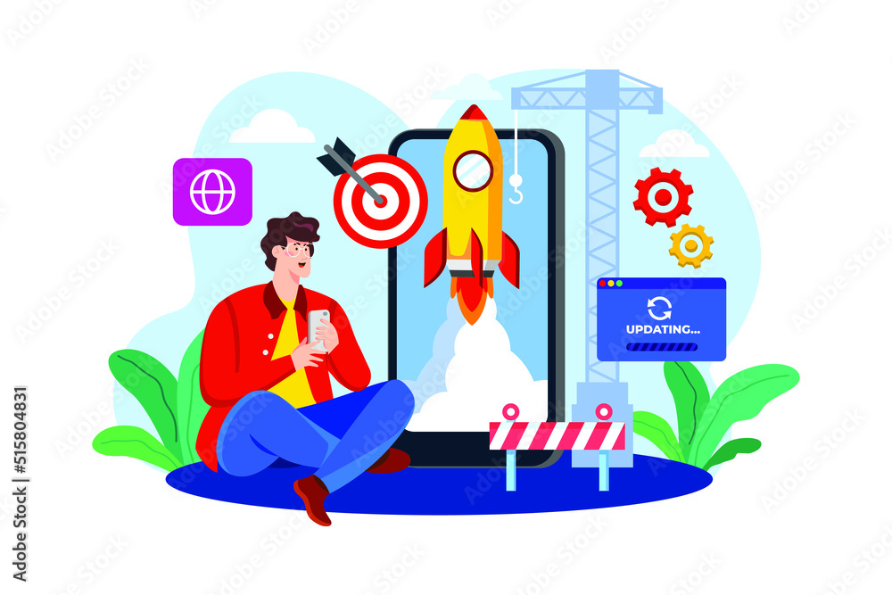Information Technology flat illustration concept on white background Information Technology flat illustration concept on white background