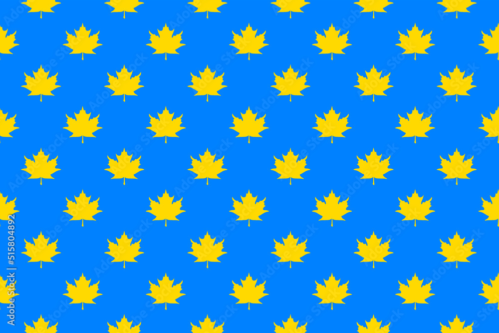 seamless pattern of yellow maple leaves on a blue background. template for application to the surface seamless pattern of yellow maple leaves on a blue background. template for application to the surface