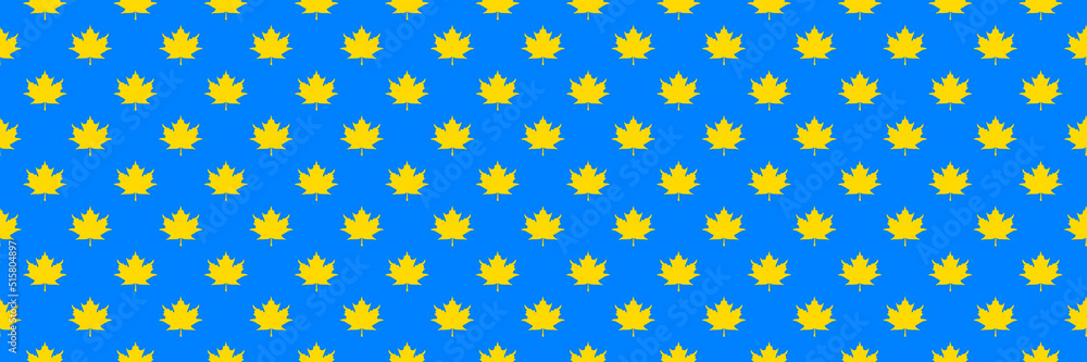 seamless pattern of yellow maple leaves on a blue background. template for application to the surface. Banner for insertion into site. seamless pattern of yellow maple leaves on a blue background. template for application to the surface. Banner for insertion into site.