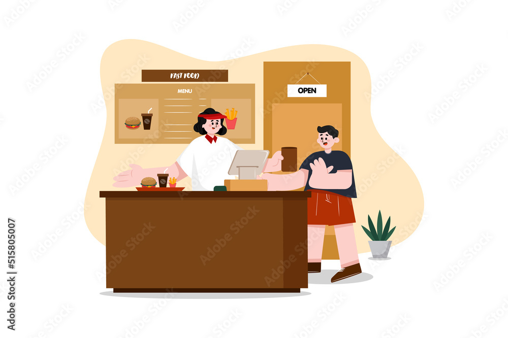 Restaurant Service flat illustration concept on white background