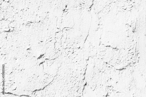 White painted old rough cement smear exterior wall texture. Whitewashed grunge abstract textured background