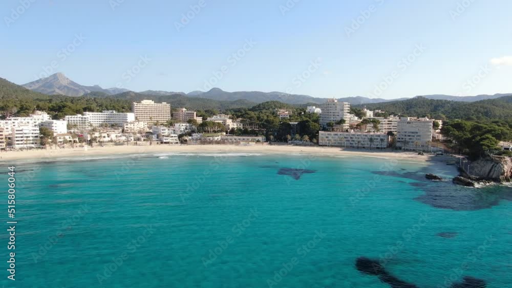 Paguera beautiful panoramic view of the seacoast of Majorca with an amazing turquoise sea,. Concept of summer, travel, relax, hotel, holiday and enjoy Paguera beautiful panoramic view of the seacoast of Majorca with an amazing turquoise sea,. Concept of summer, travel, relax, hotel, holiday and enjoy