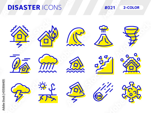 災害に関連する2色スタイルのアイコンセット_021