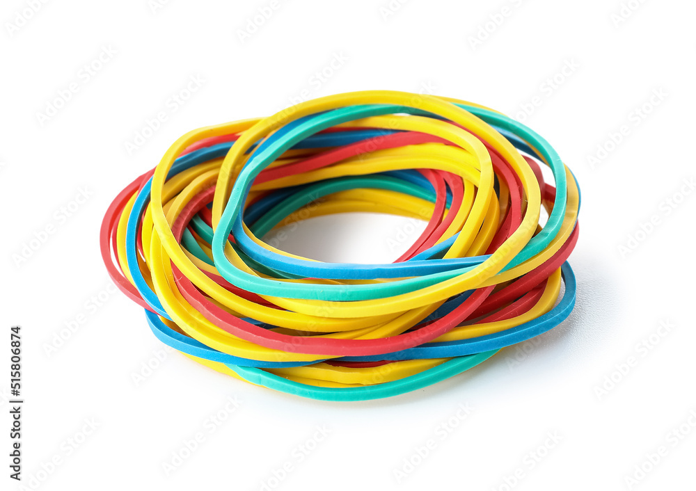 Colorful rubber bands on white background Colorful rubber bands on white background