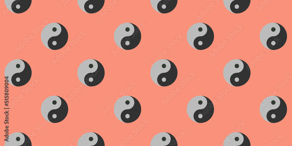 pattern. Image of Yin Yang symbol on pastel red backgrounds. Symbol of opposite. Surface overlay pattern. Banner for insertion into site. 3D image. 3D rendering. pattern. Image of Yin Yang symbol on pastel red backgrounds. Symbol of opposite. Surface overlay pattern. Banner for insertion into site. 3D image. 3D rendering.