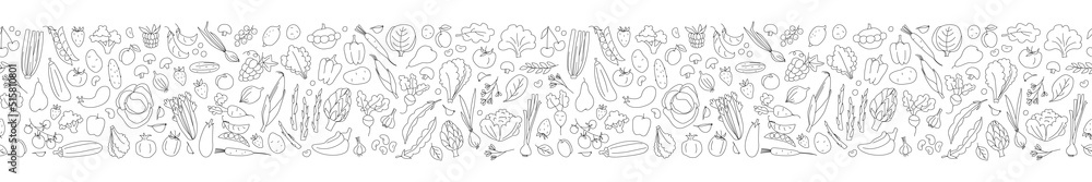 Seamless background pattern of organic farm fresh fruits and vegetables Seamless background pattern of organic farm fresh fruits and vegetables