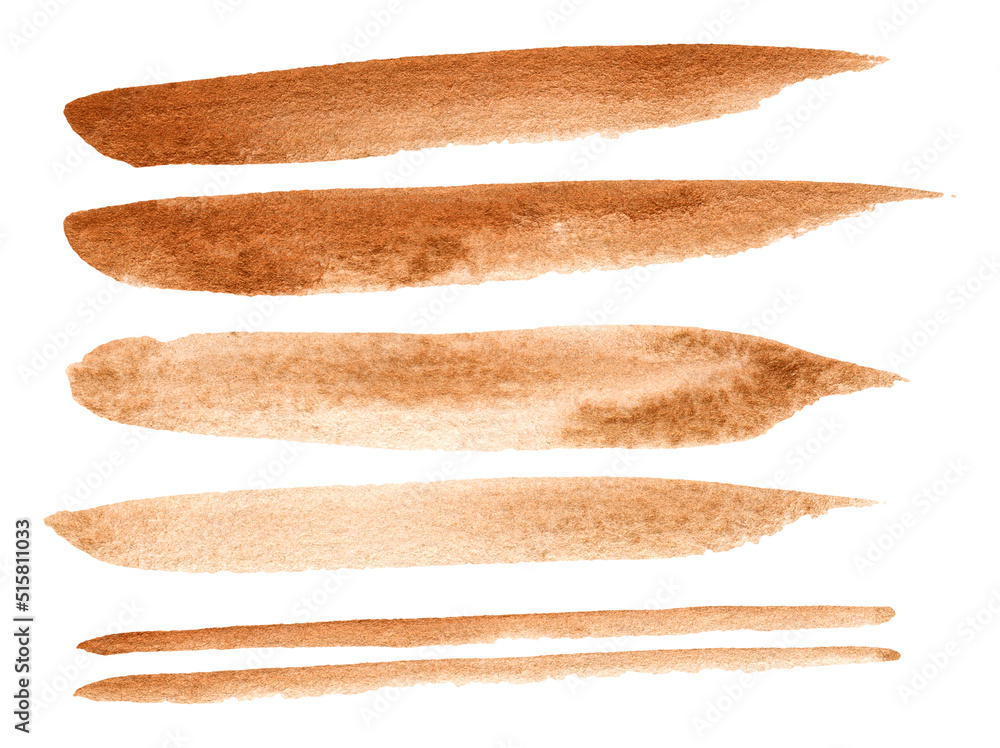 Set of gold shining brush strokes design. Golden texture paint stain isolated on white. Set of gold shining brush strokes design. Golden texture paint stain isolated on white.