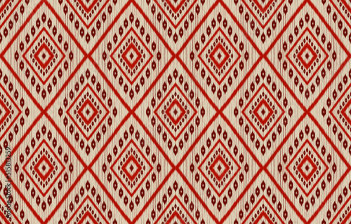 Abstract ikat art. Geometric ethnic seamless pattern in tribal. Fabric Indian style. Design for background, wallpaper, illustration, fabric, clothing, carpet, textile, batik, embroidery.