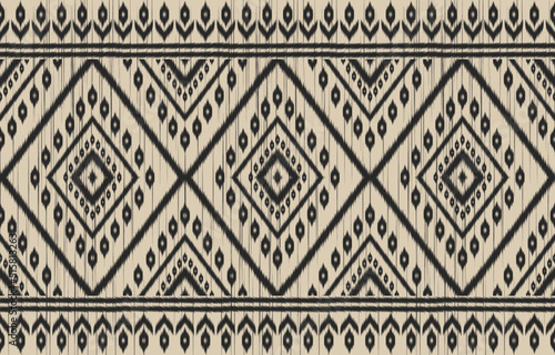 Beautiful carpet ikat art. Geometric ethnic seamless pattern in tribal. Fabric Indian style. Design for background, wallpaper, illustration, fabric, clothing, carpet, textile, batik, embroidery.