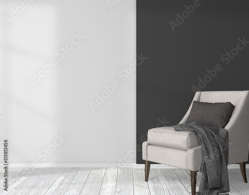 Fototapeta Naklejka Na Ścianę i Meble -  white armchair in a room, 3d rendering, illustration