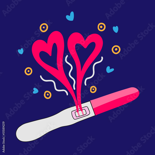 Pregnancy test, drawing on a dark background, baby gender, pregnancy planning, two stripes, pattern, doodle and flat