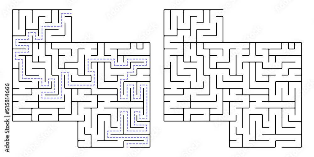 Maze, a simple logic game with labyrinths. Vector maze game. Maze, a simple logic game with labyrinths. Vector maze game.