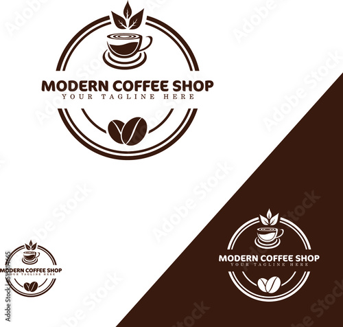Modern coffee shop logo design vector template