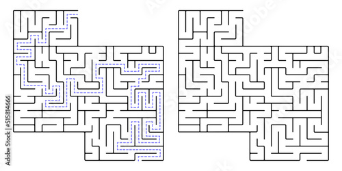 Maze, a simple logic game with labyrinths. Vector maze game.