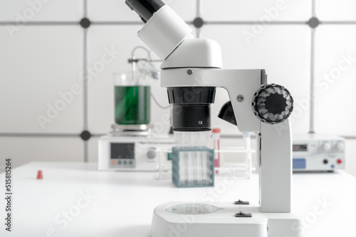 Microscope in a scientific microbiology laboratory of a medical clinic