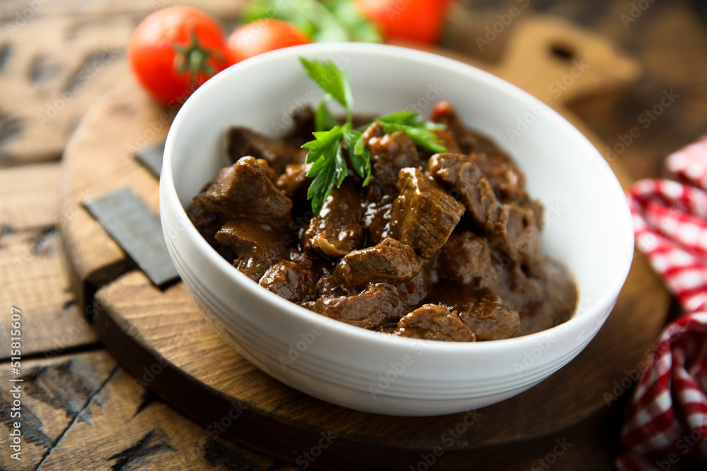 Homemade beef goulash or ragout with vegetables Homemade beef goulash or ragout with vegetables