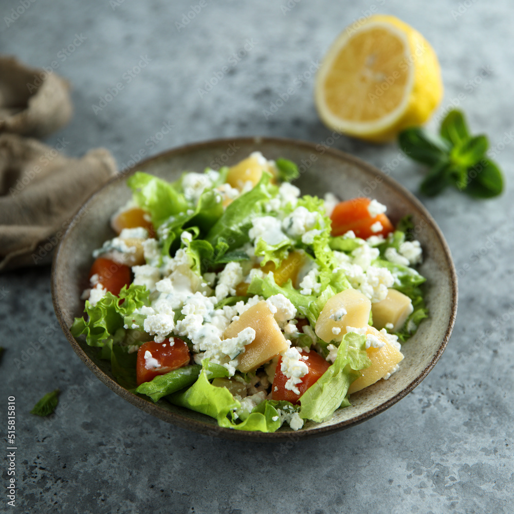 Healthy green salad with Feta cheese Healthy green salad with Feta cheese
